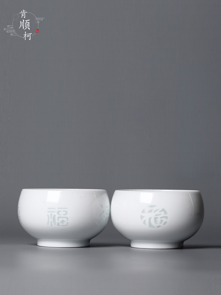 White porcelain sample tea cup kung fu noggin jingdezhen master cup single cup pure manual hail and exquisite ceramic cups of tea