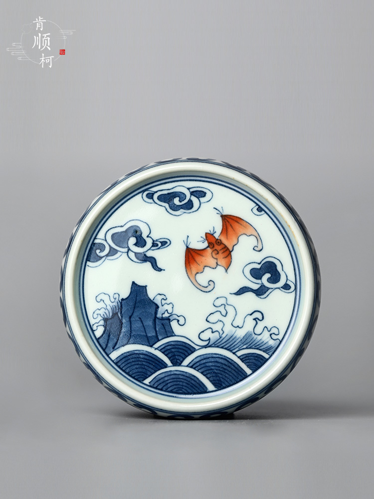 It place jingdezhen blue and white porcelain pure manual cover cover Japanese hand - made live kungfu tea cup pad accessories