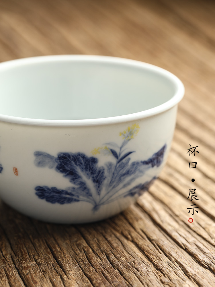 Jingdezhen porcelain teacup master cup single CPU hand - made white porcelain bowl sample tea cup single pure manual kung fu tea set