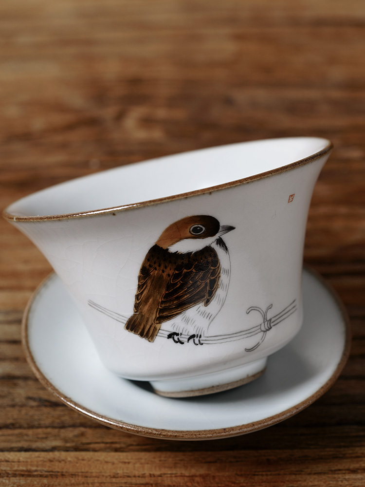 Your up jingdezhen tea machine hand draw birds only three tureen tea cups large bowl tea hot high - end kung fu