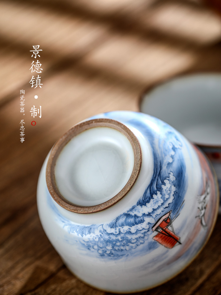 Jingdezhen ceramic your up sample tea cup master cup single CPU hand - made teacup pure manual cranes for a cup of kung fu tea set