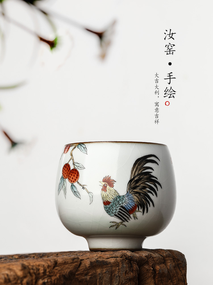 Your up hand - made master kung fu tea cup single CPU jingdezhen ceramic sample tea cup only zodiac chicken cup pure manual