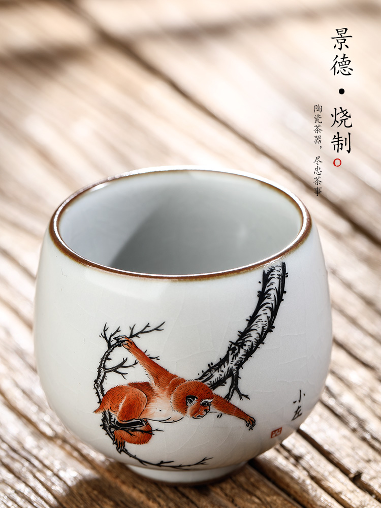 Pure manual your up zodiac master cup single CPU jingdezhen hand - made kung fu tea cups a single bowl sample tea cup