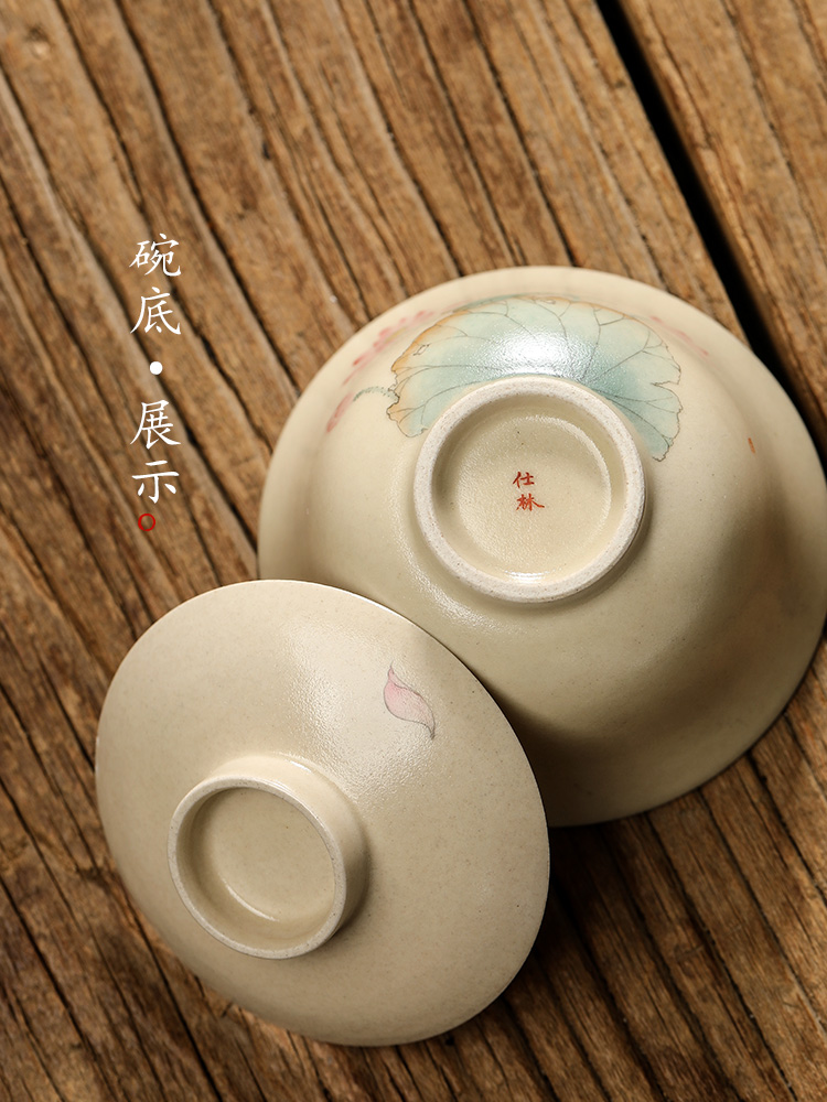 Jingdezhen hand - made tureen tea cups to use lotus pure manual color glaze kung fu tea set a single tea exchanger with the ceramics