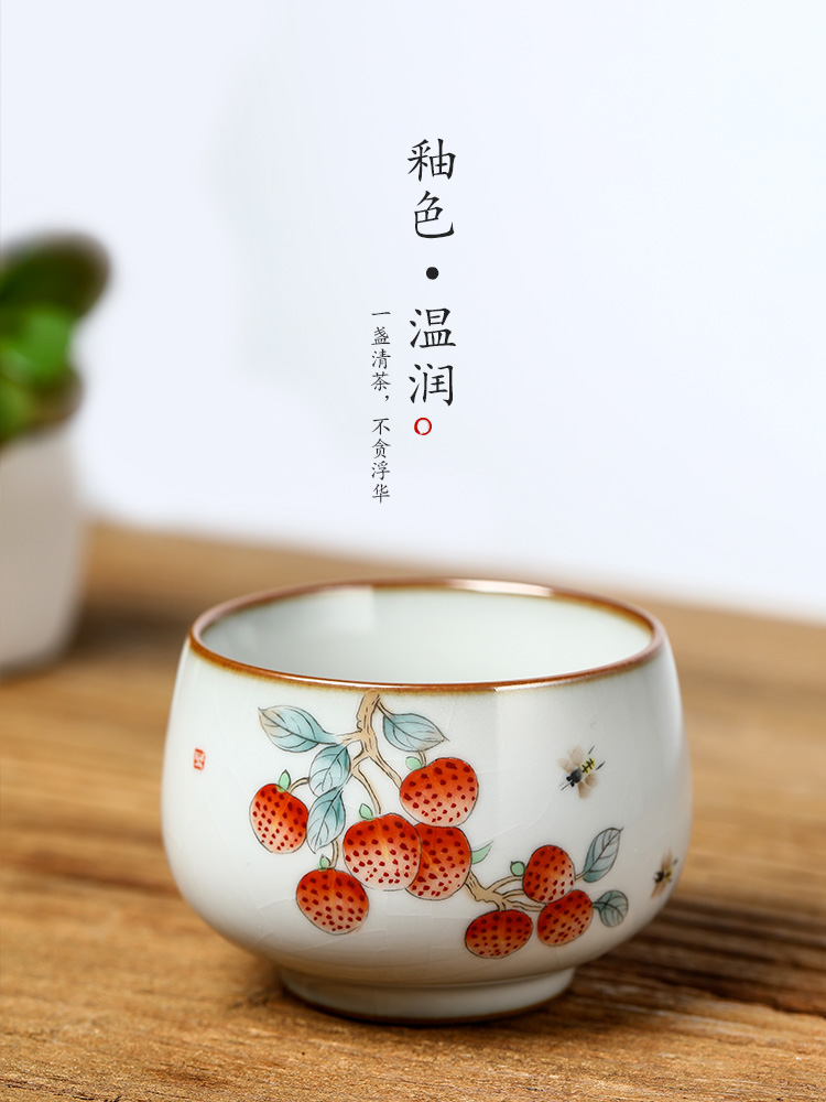 The Master cup single cup your up sample tea cup jingdezhen hand - made ceramic tea set pure manual kung fu tea cups litchi to the CPU