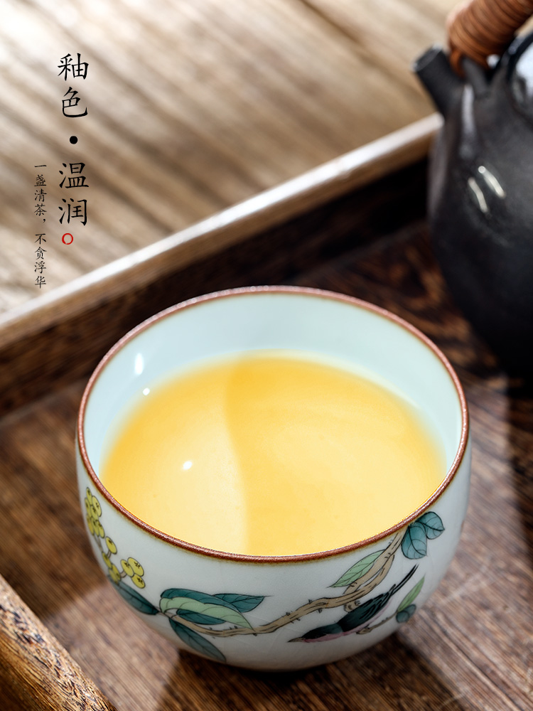 Jingdezhen hand - made master cup single cup your up kung fu tea sample tea cup single ceramic checking painting of flowers and tea set