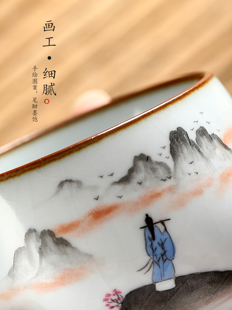 Jingdezhen tea master cup single CPU woman pure manual kunfu tea sample tea cup your up antique hand - made ceramic tea set