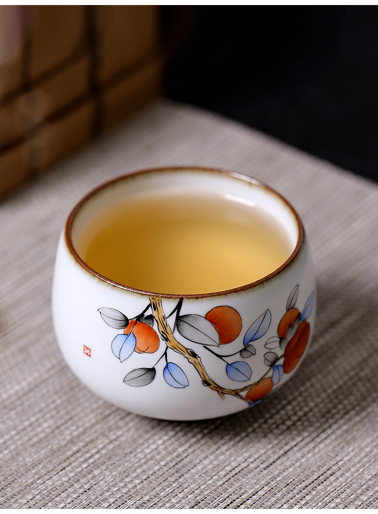 Jingdezhen ceramic single CPU master kung fu tea cups cup hand - made persimmon persimmon satisfied sample tea cup pure manual your up tea sets