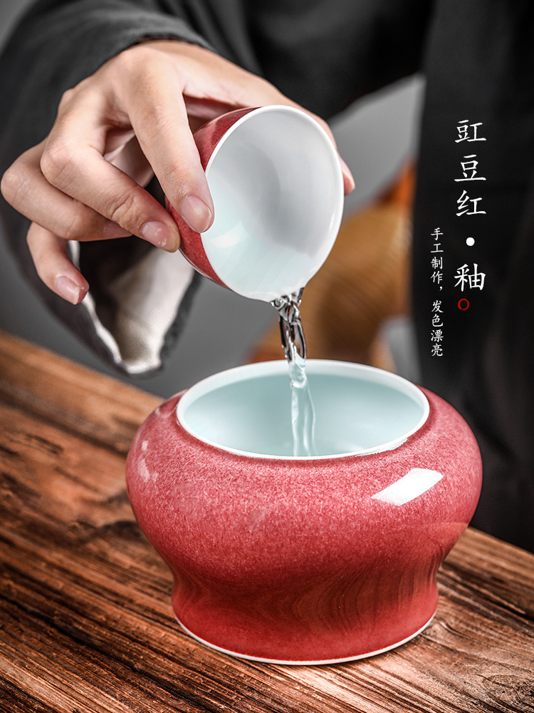 Jingdezhen tea wash to small cowpea red pen XiCha bucket water jar in hot water cylinder household tea sets tea accessories