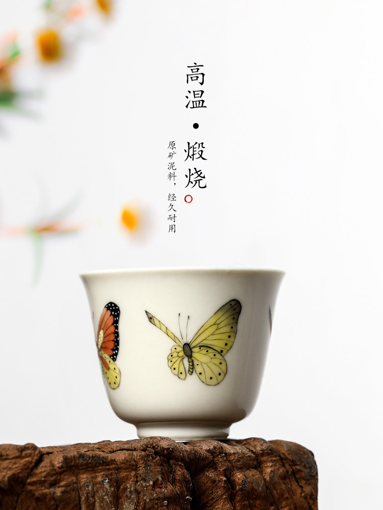 Plant ash glaze masters cup cup jingdezhen hand - made sample tea cup single kung fu tea cup pure checking ceramic tea set