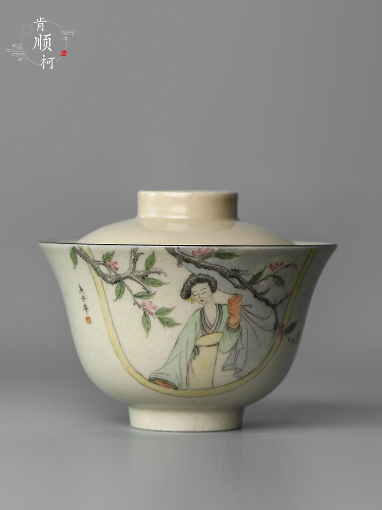 Kombucha tea tureen single jingdezhen tea ware hand - made character pure manual hand grasp tea bowl of hot tea cups