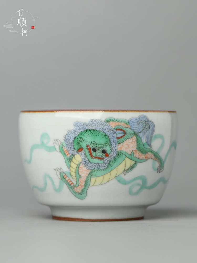 Your up with jingdezhen ceramic tea set master cup sample tea cup single cup pure manual hand - made god beast kung fu tea cup opening