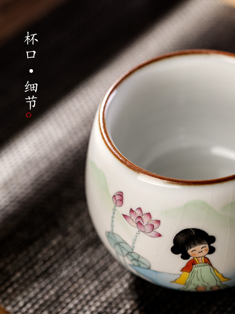 Jingdezhen hand - made ru up market metrix who cup of pure manual sample tea cup single CPU kung fu tea light ceramic cups ancient characters