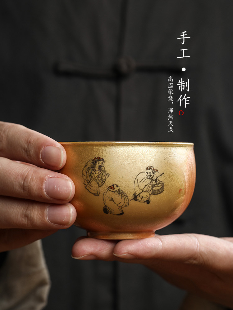 Pure manual firewood masters cup single CPU jingdezhen hand - made kung fu tea tea set ceramic sample tea cup bowl only