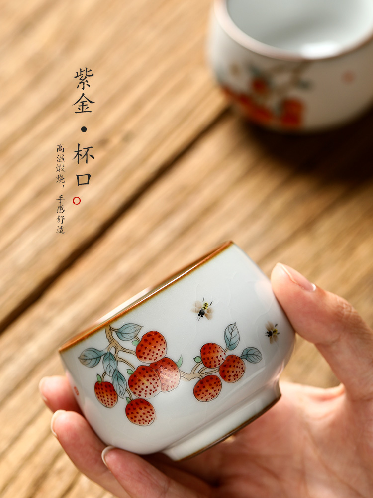 The Master cup single cup your up sample tea cup jingdezhen hand - made ceramic tea set pure manual kung fu tea cups litchi to the CPU