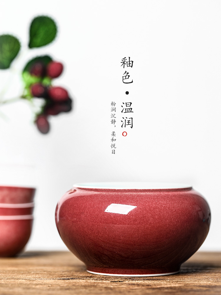 Jingdezhen tea wash to small cowpea red pen XiCha bucket water jar in hot water cylinder household tea sets tea accessories