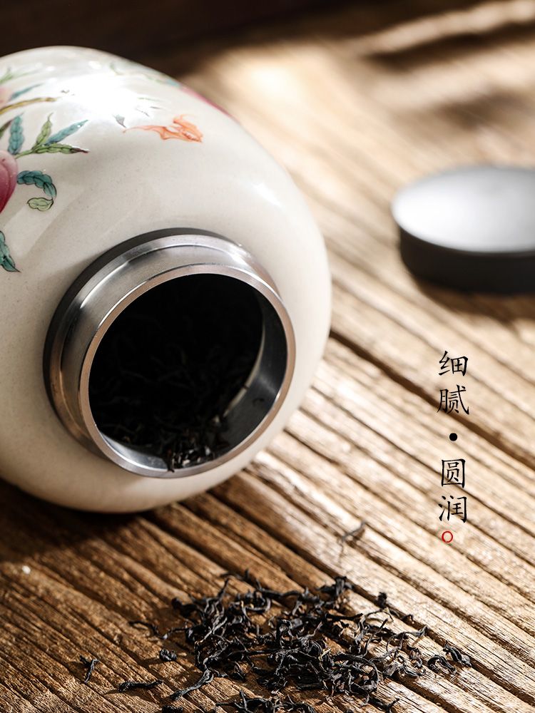 Jingdezhen plant ash glaze caddy fixings checking ceramic hand - made nine peach seal pot tea tea storage tanks