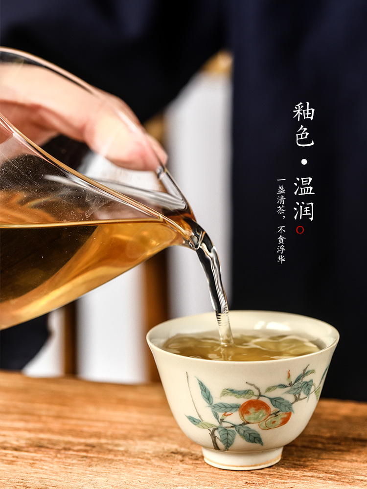 Jingdezhen hand - made sample tea cup one kung fu master cup cup of pure manual single cups of tea plant ash glaze ceramic