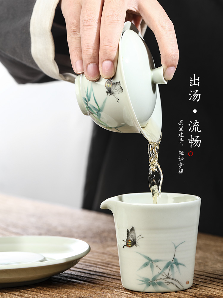 Jingdezhen hand - made painting of flowers and tea sets checking ceramic masters cup sample tea cup Chinese gift box from the female