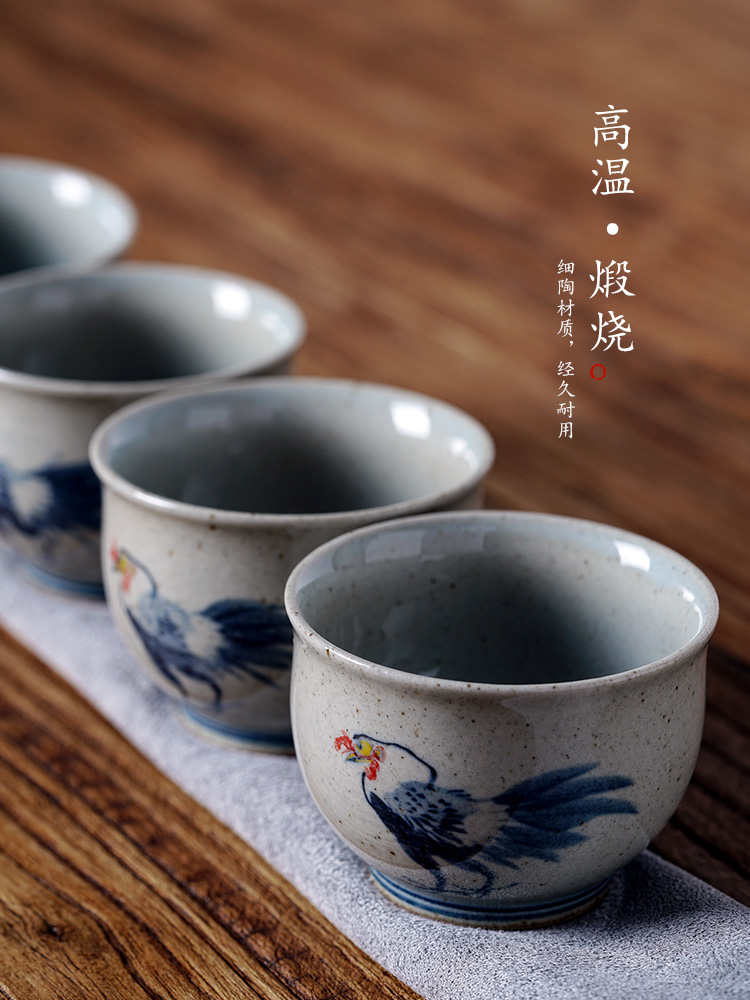 The Master cup single cup pure manual kung fu tea tea set small ceramic sample tea cup single jingdezhen porcelain hand - made of chicken