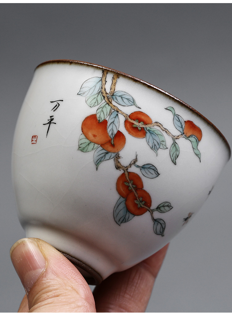 Jingdezhen your up kung fu masters cup persimmon persimmon ruyi hand - made ceramic cups sample tea cup a cup of pure checking out the tea