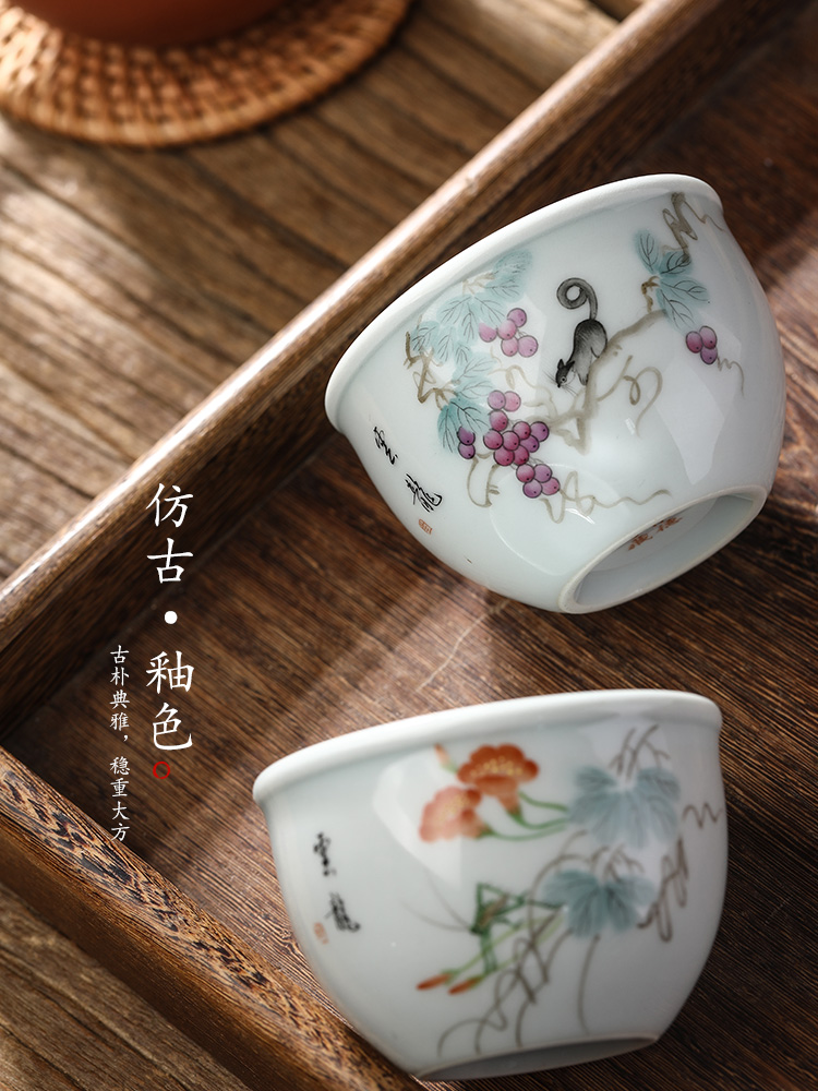 Pure manual kung fu tea set ceramic masters cup single CPU jingdezhen hand - made sample tea cup tea urn only antique tea cups