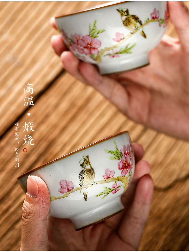 Jingdezhen Xu Jiaxing hand - made peach blossom put water point your up teacup kung fu master cup single cup of pure manual for cup size