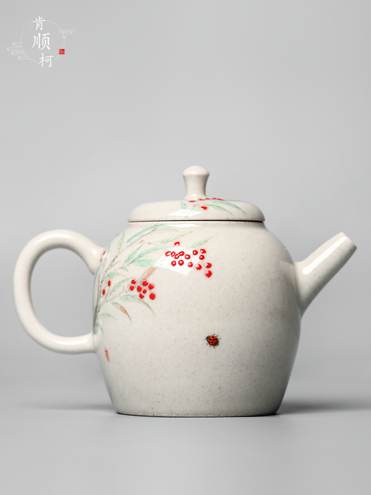 Hand - made teapot Chinese jingdezhen all Hand from the single pot of tea plant ash glaze ball hole ceramic pot of trumpet