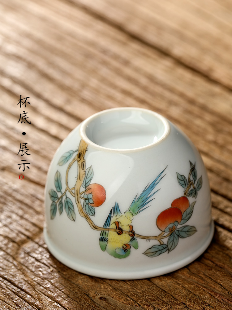 Jingdezhen hand - made painting of flowers and ceramic tea set master kung fu tea cup of pure manual sample tea cup single CPU antique tea urn