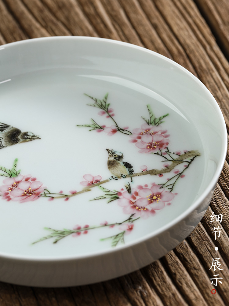 Jingdezhen Xu Jiaxing hand - made water points peach blossom put white porcelain tea pot of 12 water bearing dry mercifully checking tea tray was restoring ancient ways