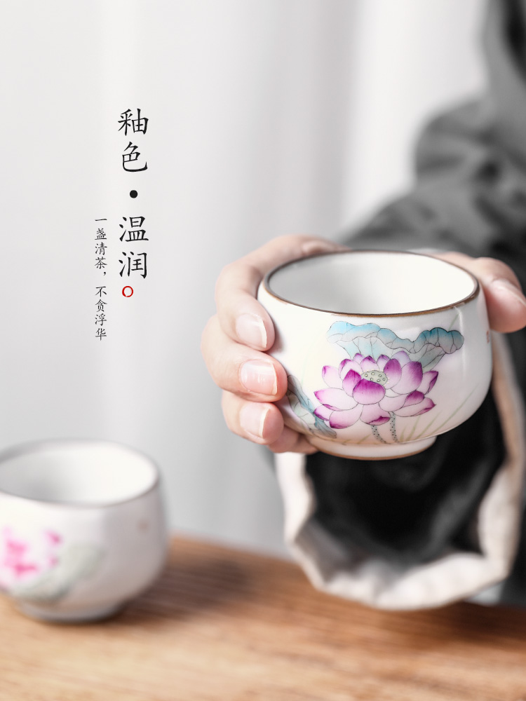 Master your up sample tea cup cup of pure manual single CPU jingdezhen ceramic hand - made kung fu tea lotus for a cup of tea