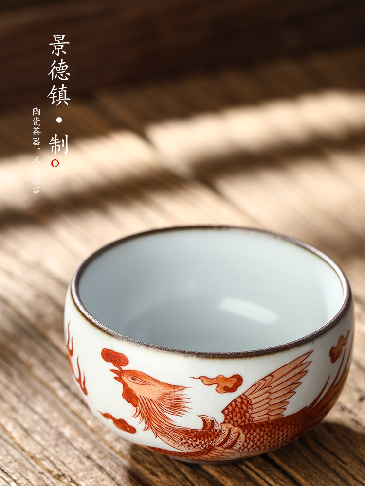 Jingdezhen ru up market metrix who cup a cup of pure checking ceramic sample tea cup hand - made zodiac longfeng kung fu tea cup