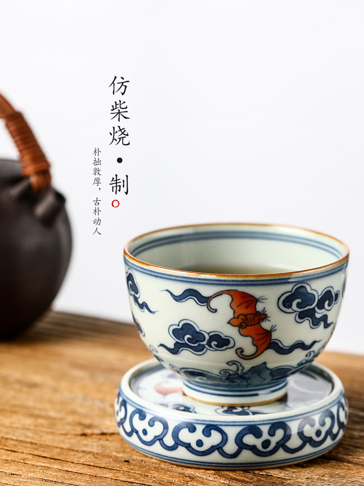 Blue and white master cup sample tea cup single cup tea pure manual jingdezhen ceramic cups single hand - made kung fu tea bowls