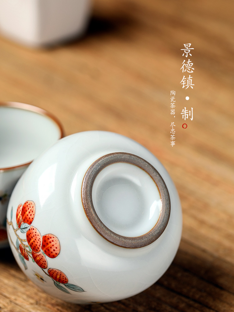 The Master cup single cup your up sample tea cup jingdezhen hand - made ceramic tea set pure manual kung fu tea cups litchi to the CPU