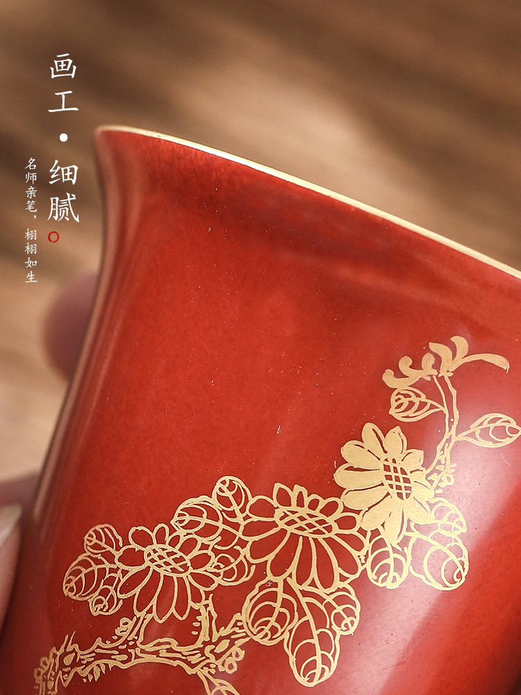 Jingdezhen hand - made master cup single CPU getting checking tea cups ceramic sample tea cup four gentleman alum red kung fu