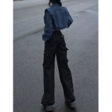 Ретро джинсовая короткая осенняя куртка, сексуальные наплечники