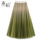 4-layer large swing skirt gradient pleated skirt spring and autumn women's mid-length high waist summer thin a-line skirt drape gauze skirt