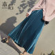 High waist satin pleated skirt spring, autumn and winter women's mid-length thin a-line long skirt over the knee chic long skirt