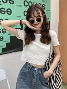 . Sexy ngắn tay t-shirt 2020 phong cách mới của phụ nữ đáy xuống phiên bản thời trang hiển thị mỏng 100 áo khoác ngắn