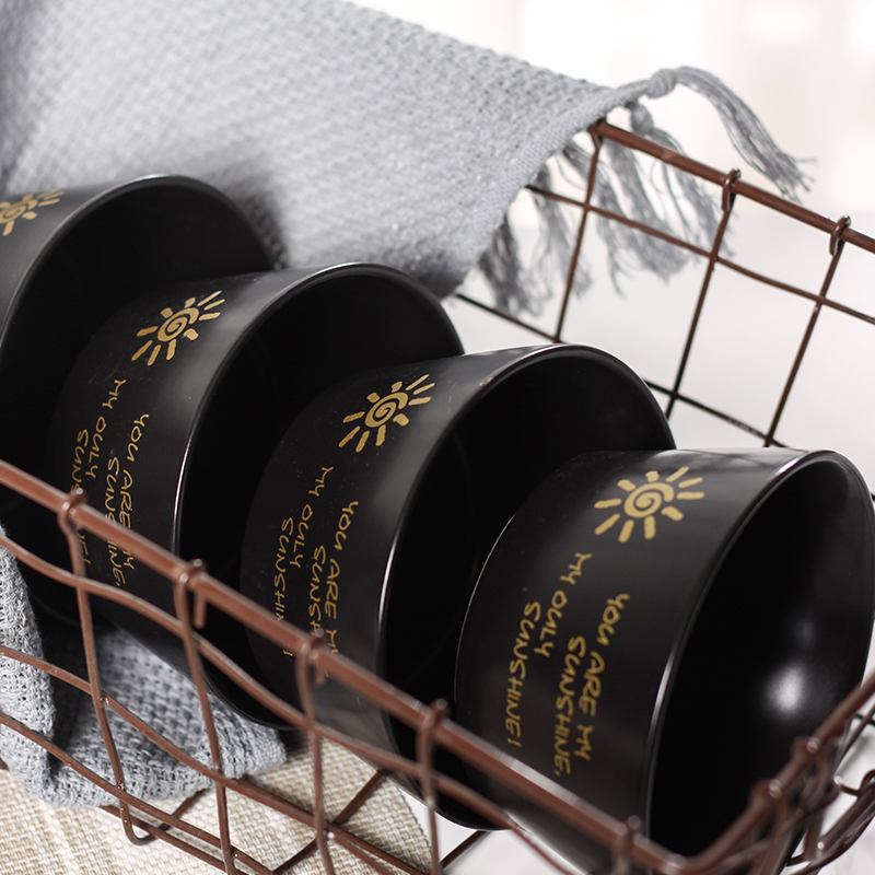 The sun series ceramic bowl household Japanese - style tableware suit creative move eight black soup bowl mercifully rainbow such as bowl of rice bowl
