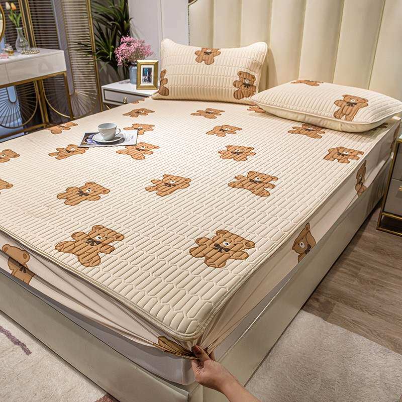 Hengyuan Xiang Ice Silk Cool Mat Latex Bed Gasawara Soft Mat Three Sets Non-slip Fixed Summer Mattress Bed Cover Single Double 