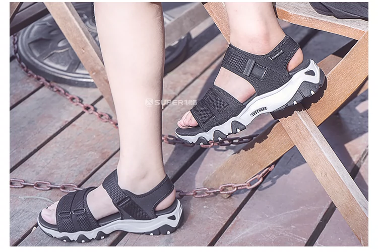 Siêu làm Skechers Skechers dép thể thao nữ panda giày bãi biển siêu nhẹ tăng 88888160