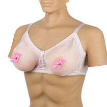 Pink lace bra matching silicone prosthetic breast 1600g pair