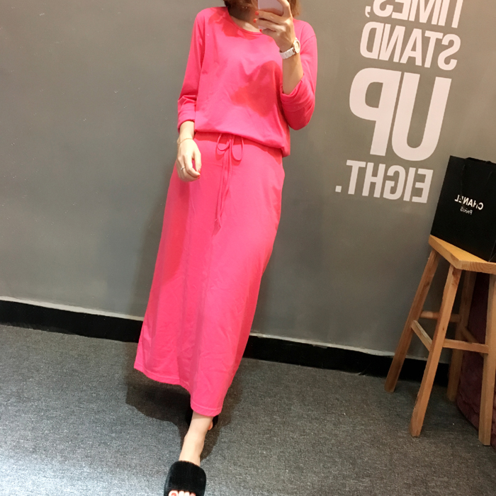 2017 mùa thu và mùa đông mới ăn mặc Châu Âu và Hoa Kỳ gió đường phố bắn dài tay áo và váy váy lau váy chân váy