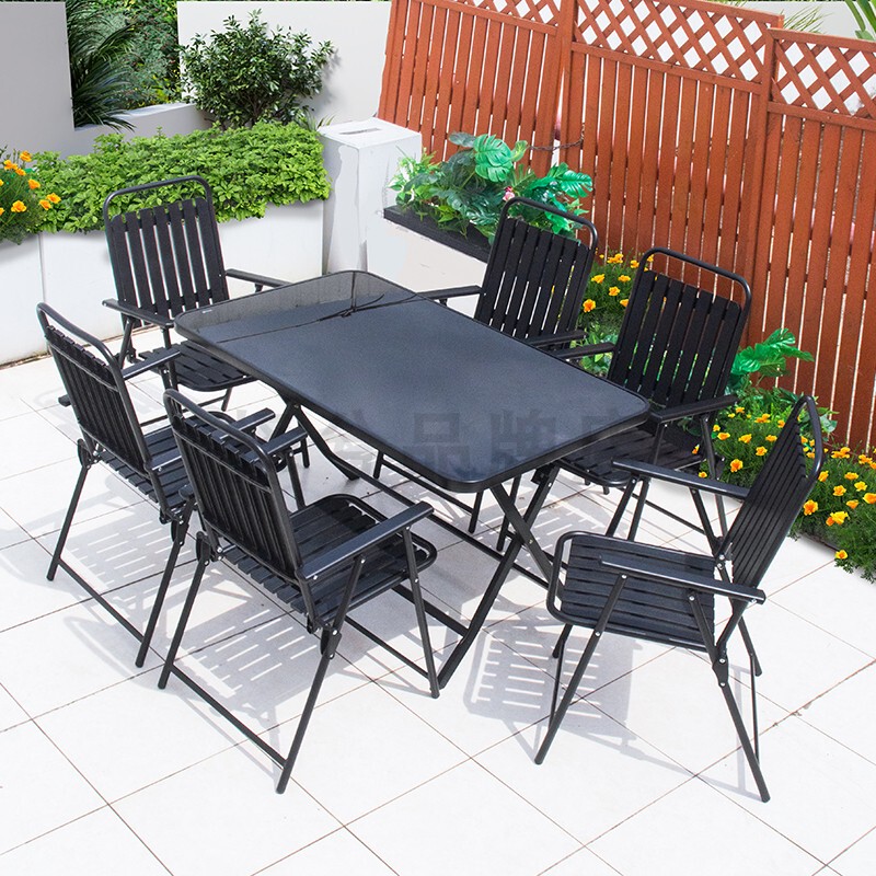 Outdoor Folding Dining Chair Portable Outdoor Balcony Table Rectangular Table Milk Tea Shop Leisure Patio Table and Chair Set