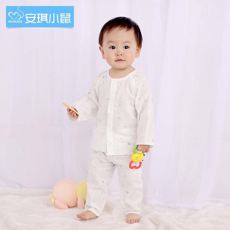 Bé quần áo gạc bé điều hòa không khí đồ lót cotton mùa hè childrens dài tay đồ ngủ phù hợp với trẻ sơ sinh.