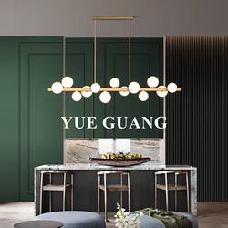 All-Copper Cream-Style Restaurant Pendant Light, Modern Minimalist Creative Magic Bean Strip Light, Light Luxury Bar Counter Dining Room Lighting