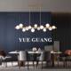 All-Copper Cream-Style Restaurant Pendant Light, Modern Minimalist Creative Magic Bean Strip Light, Light Luxury Bar Counter Dining Room Lighting