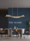 Restaurant Chandelier, Nordic Lighting, All-Copper Post-Modern Light Luxury Dining Room Lamp, Creative and Unique Long Bar Crystal Chandelier