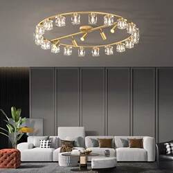 Simple Modern Light Luxury All-Copper Crystal Ceiling Lamp for Living Room, Dining Room, Bedroom, Creative and Elegant Lighting Fixture